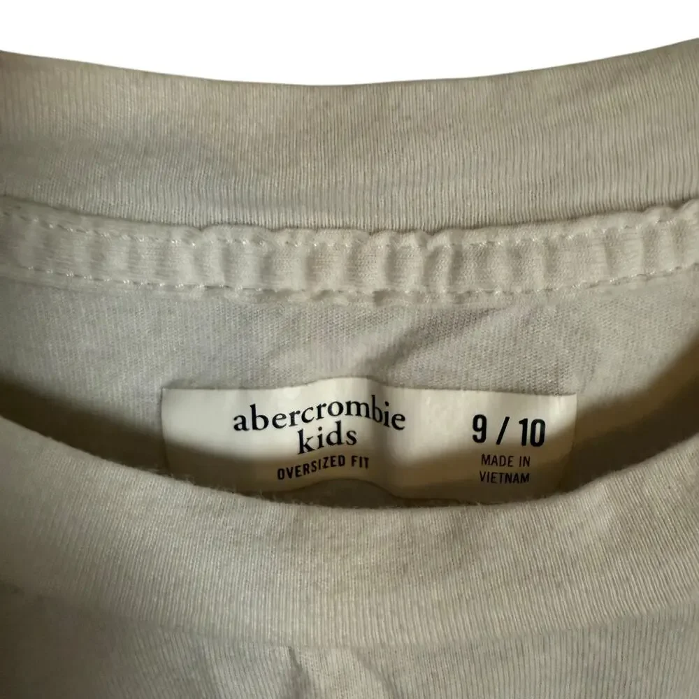 Abercrombie Kids Oversized Fit Unisex White Short Sleeve Crewneck Pocket Tee